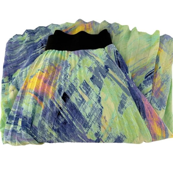 Apt 9 Abstract Print Pleated Midi Skirt With Elastic Waistband Size M Watercolor - Picture 8 of 11